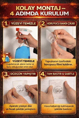 4 Parça Banyo Aksesuar Seti Yapışkanlı Duvar Rafı 5 LT Çöp Kovası Tuvalet Fırça Siyah Titan 7104 - 8