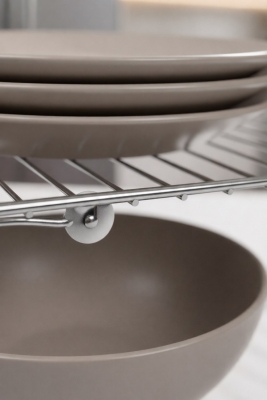 47 cm Geniş Metal Dolap İçi Düzenleyici Raf - Mutfak Tezgah Üstü Katlanabilir Tabak Düzenleyici Krom - 7