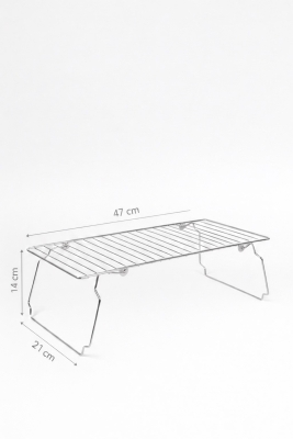 47 cm Geniş Metal Dolap İçi Düzenleyici Raf - Mutfak Tezgah Üstü Katlanabilir Tabak Düzenleyici Krom - 8