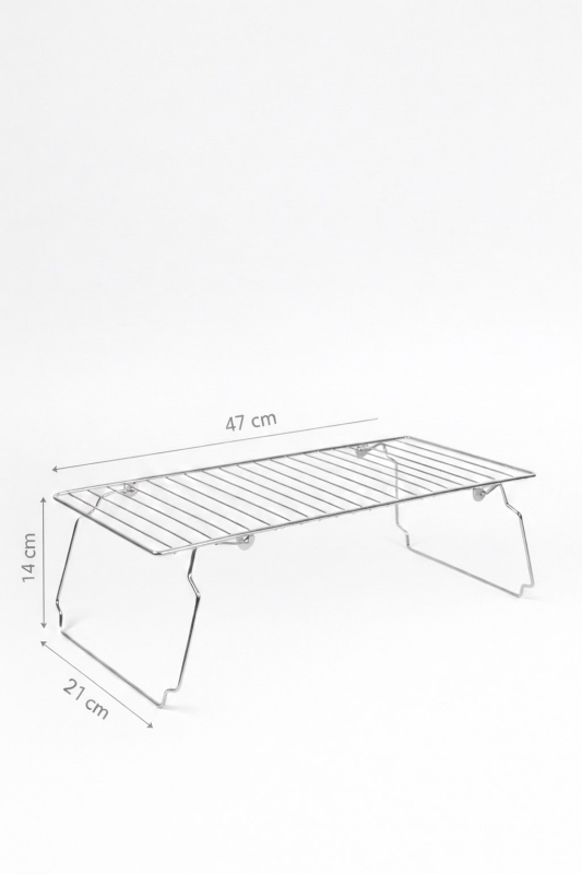 47 cm Geniş Metal Dolap İçi Düzenleyici Raf - Mutfak Tezgah Üstü Katlanabilir Tabak Düzenleyici Krom - 8