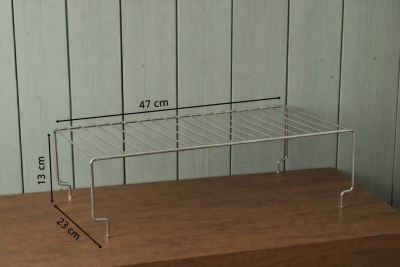 47 cm Geniş Metal Dolap İçi Düzenleyici Raf - Mutfak Tezgah Üstü Tabak Düzenleyici Standı Krom - 8