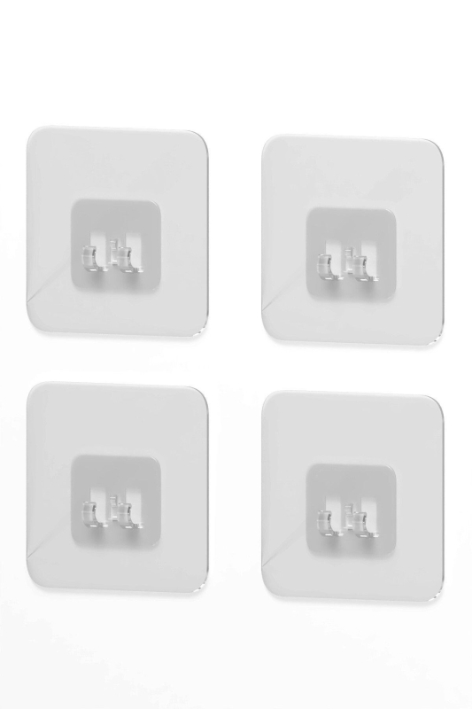 7x7 CM Süper Güçlü Yapışkanlı Banyo Askısı Yedek 4 Adet Sticker Raf Tutucu Askı - 3