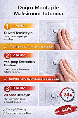 4'lü Banyo Rafı Yapışkanı – Delmeden Şampuanlık ve Banyo Köşelik Montaj Aparatı - 2