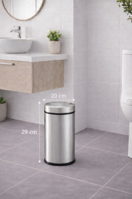 8 Litre Döner Kapaklı Paslanmaz Çelik Banyo & WC Çöp Kovası Titan 7508 - 8