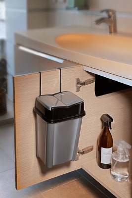 Askılı Asılabilir Tezgah Altı Pratik Kapak Çöp Kovası 5 litre Gri AS-756G - Sas Haus