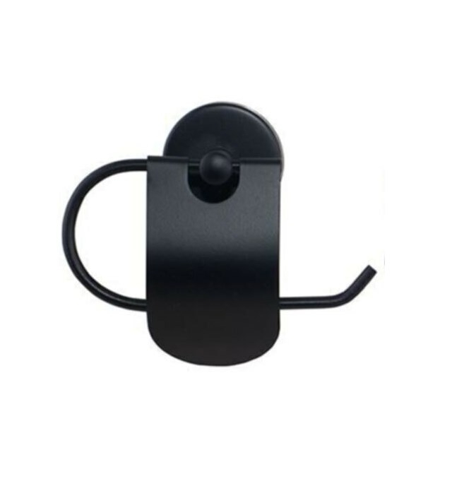 Banyo Aksesuar Seti Yuvarlak Havluluk Kapaklı Tuvalet Kağıtlığı 3 Lü Set SİYAH - 4