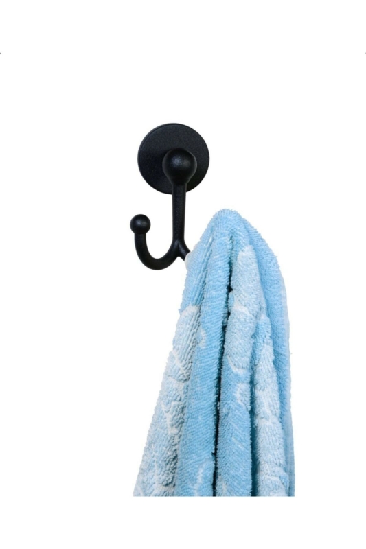 Banyo Aksesuar Seti Yuvarlak Havluluk Kapaklı Tuvalet Kağıtlığı 3 Lü Set SİYAH - 6