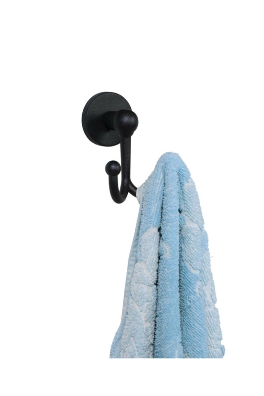 Banyo Aksesuar Seti Yuvarlak Havluluk Kapaklı Tuvalet Kağıtlığı 3 Lü Set SİYAH - 7