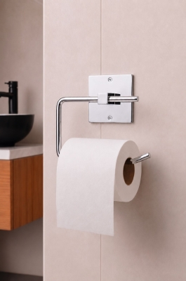 Banyo Düzenleyici Set 4 Parça Yapışkanlı Şampuanlık Tuvalet Kağıtlığı Havluluk Askı TSS-01 Beyaz - 6