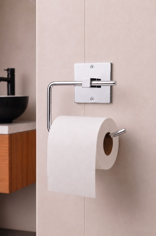 Banyo Düzenleyici Set 4 Parça Yapışkanlı Şampuanlık Tuvalet Kağıtlığı Havluluk Askı TSS-01 Beyaz - 6