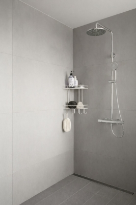 Banyo Köşe Rafı Askılı Duş Organizeri ve Şampuanlık 2 Katlı Beyaz EK-02 - 6