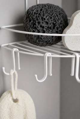 Banyo Köşe Rafı Askılı Duş Organizeri ve Şampuanlık 2 Katlı Beyaz EK-02 - 5