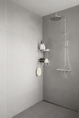 Banyo Köşe Rafı Askılı Duş Organizeri ve Şampuanlık 2 Katlı Krom EK-02 - 6