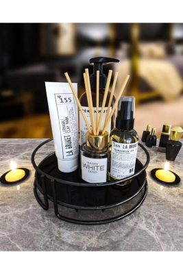 Banyo Kozmetik Takı Düzenleyici Çok Amaçlı Organizer Tek Katlı Servis Sunum Tepsisi İkramlık Siyah - Sas Haus