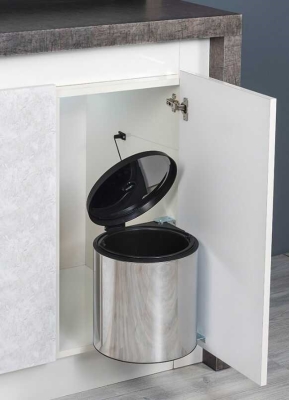 Banyo, Mutfak Dolabı İçi 11 Litre Metal Çöp Kovası Krom Tüm Dolaplara Uyumlu Tezgah Altı Çöp Kovası - Sas Haus