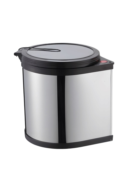 Banyo, Mutfak Dolabı İçi 11 Litre Metal Çöp Kovası – Krom, Tüm Dolaplara Uyumlu - 3