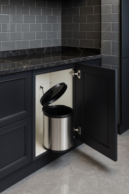 Banyo, Mutfak Dolabı İçi 11 Litre Metal Çöp Kovası – Krom, Tüm Dolaplara Uyumlu - 4
