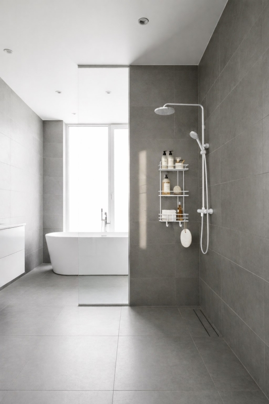 Beyaz 3 Katlı Banyo Rafı Şampuanlık Ve Duş Rafı Askılı Yapışkanlı Duvara Monte TŞ-03 - 6