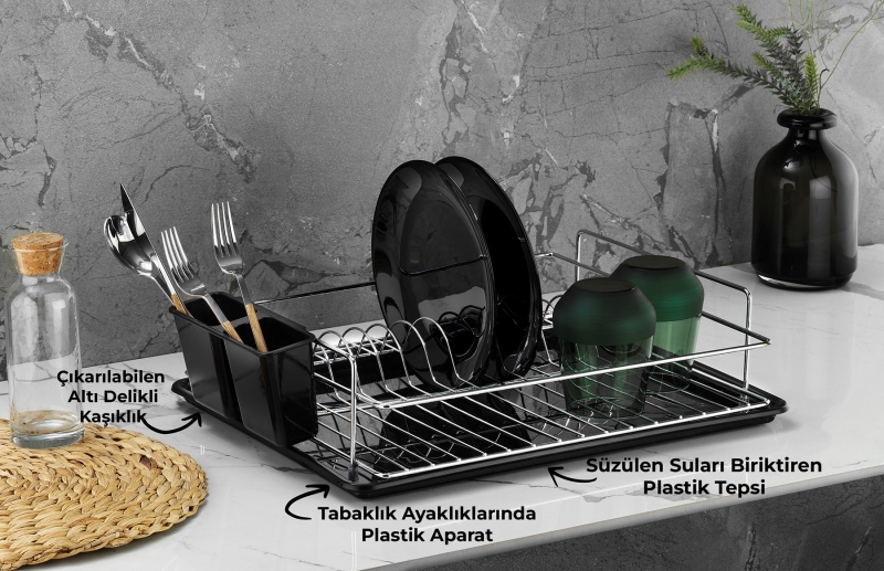 Bulaşıklık Bulaşık Sepeti Tek Katlı Tabaklık Krom TB-01 E - 2