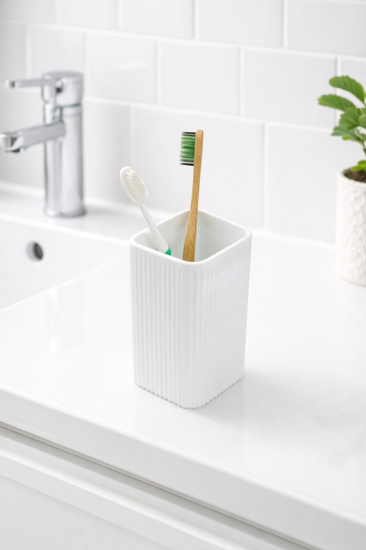 Diş Fırçalık Plastik Beyaz Kare 3403 - 1