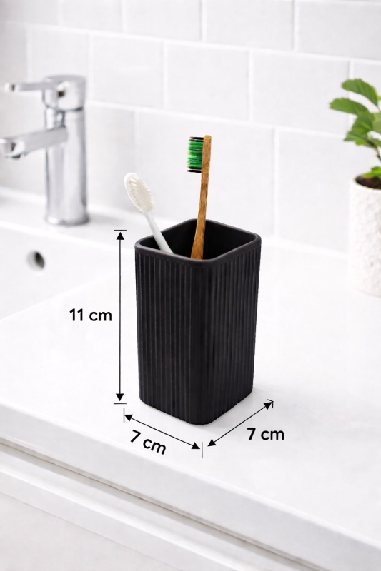 Diş Fırçalık Plastik Siyah Kare 3403 - 2