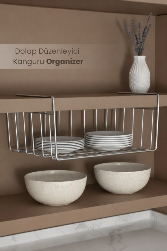Dolap Düzenleyici Kanguru Organizer - Asılabilir Havlupan Düzenleyici Banyo Mutfak Düzenleyici Krom - 9