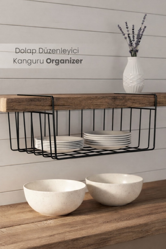 Dolap Düzenleyici Kanguru Organizer Asılabilir Havlupan Düzenleyici Banyo Mutfak Düzenleyici Siyah - 1