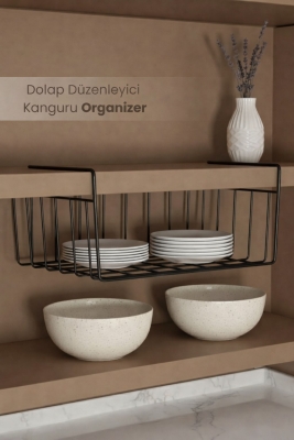 Dolap Düzenleyici Kanguru Organizer Asılabilir Havlupan Düzenleyici Banyo Mutfak Düzenleyici Siyah - 9
