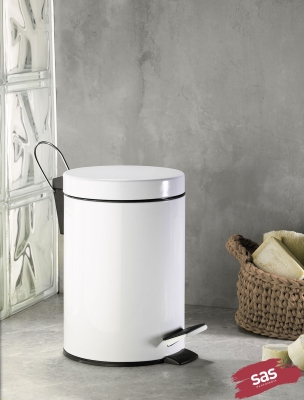 Beyaz 2'li Banyo Seti - 5LT Pedallı Çöp Kovası, Tuvalet / WC Fırçası Seti - 2