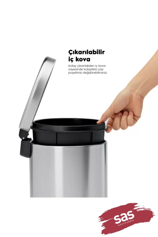 Beyaz 2'li Banyo Seti - 5LT Pedallı Çöp Kovası, Tuvalet / WC Fırçası Seti - 4