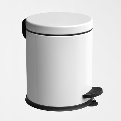 Beyaz 2'li Banyo Seti - 5LT Pedallı Çöp Kovası, Tuvalet / WC Fırçası Seti - 6