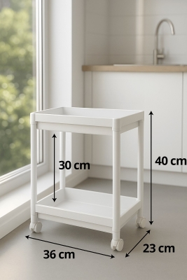 Flex Elite Pro 2 Katlı Beyaz Tekerlekli Çok Amaçlı Banyo & Mutfak Düzenleyici Raf - Evye Altı - 5
