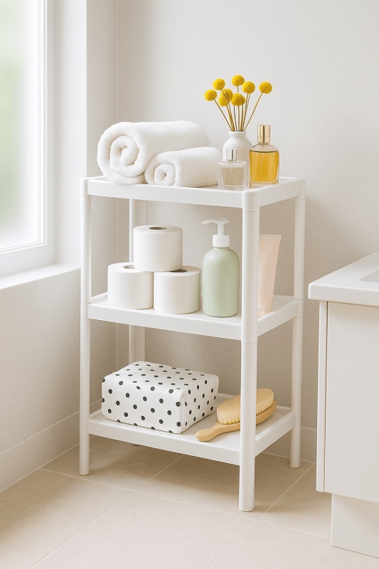 Flex Elite Pro 3 Katlı Beyaz Modüler Dikdörtgen Raf Ünitesi – Mutfak Rafı, Banyo Düzenleyici - 1