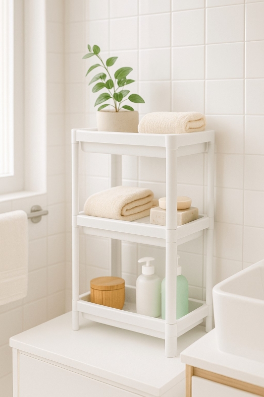 Flex Elite Pro 3 Katlı Beyaz Modüler Dikdörtgen Raf Ünitesi – Mutfak Rafı, Banyo Düzenleyici - 4