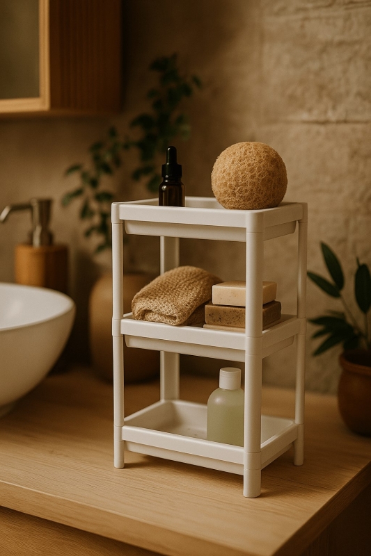 Flex Elite Pro 3 Katlı Beyaz Modüler Dikdörtgen Raf Ünitesi – Mutfak Rafı, Banyo Düzenleyici - 5