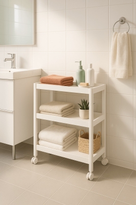 Flex Elite Pro 3 Katlı Beyaz Tekerlekli Çok Amaçlı Raf Ünitesi – Banyo, Mutfak & Organizer - S-75 - 5