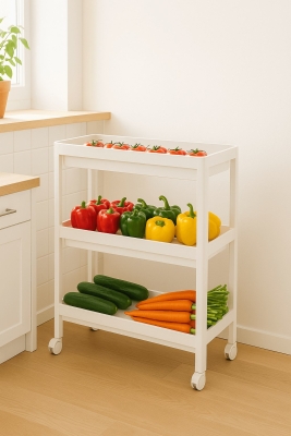 Flex Elite Pro 3 Katlı Beyaz Tekerlekli Çok Amaçlı Raf Ünitesi – Banyo, Mutfak & Organizer - S-75 - Sas Haus