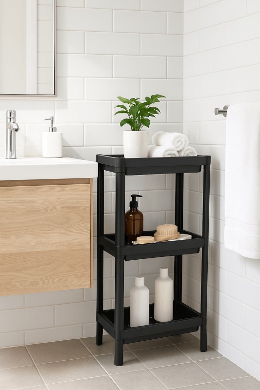 Flex Elite Pro 3 Katlı Mat Siyah Modüler Dikdörtgen Raf Ünitesi – Mutfak Rafı, Banyo Düzenleyici - 4