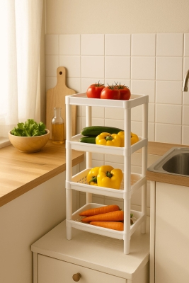 Flex Elite Pro 4 Katlı Beyaz Çok Amaçlı Raf Ünitesi – Banyo ve Mutfak Düzenleyici Raf & Organizer - 2