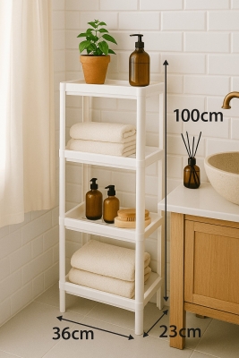 Flex Elite Pro 4 Katlı Beyaz Çok Amaçlı Raf Ünitesi – Banyo ve Mutfak Düzenleyici Raf & Organizer - 3