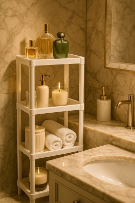 Flex Elite Pro 4 Katlı Beyaz Çok Amaçlı Raf Ünitesi – Banyo ve Mutfak Düzenleyici Raf & Organizer - 4