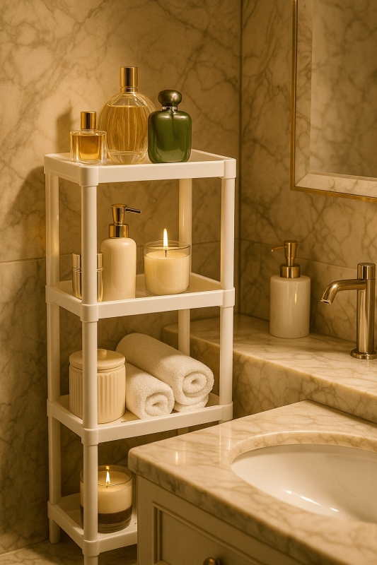 Flex Elite Pro 4 Katlı Beyaz Çok Amaçlı Raf Ünitesi – Banyo ve Mutfak Düzenleyici Raf & Organizer - 4