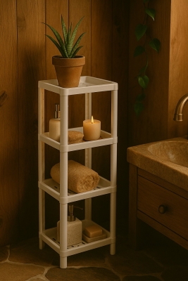 Flex Elite Pro 4 Katlı Beyaz Çok Amaçlı Raf Ünitesi – Banyo ve Mutfak Düzenleyici Raf & Organizer - 5