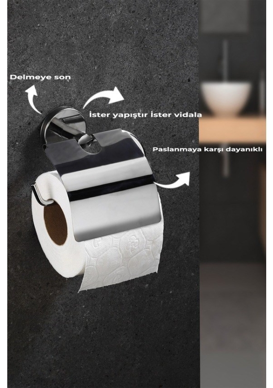 Krom Geniş Kapaklı Tuvalet Kağıtlığı - 3