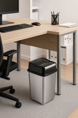 Gri Pratik Kapaklı Banyo & Mutfak Çöp Kovası – Koku Engelleyici, Hijyenik, 5 Litre Girdap - 4