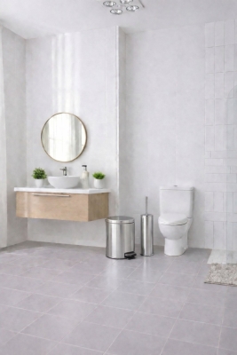 Krom 2'li Banyo Seti - Metal Çöp Kovası 3 Lt Ve Wc Fırçası Takımı Elit 7200 - 8