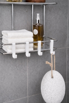 Krom 3 Katlı Banyo Rafı Şampuanlık Ve Duş Rafı Askılı Yapışkanlı Duvara Monte TŞ-03 - 2