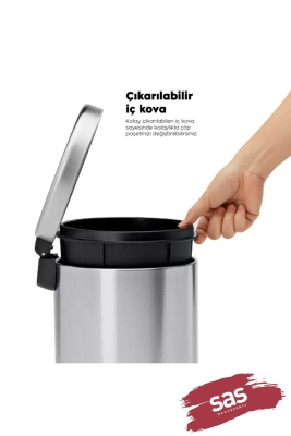 Krom 3 Lt Çöp Kovası, Tuvalet/WC Fırçası, Sabunluk, Diş Fırçalık 4'lü Banyo Seti - 4