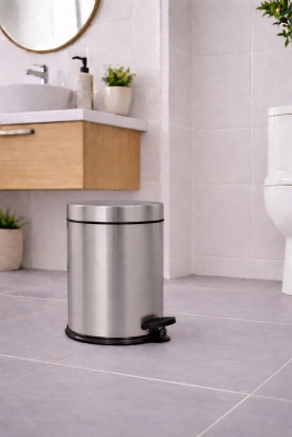Krom 3 Lü Set 3 Lt Çöp Kovası Wc Fırçası Ve Diş Fırçalık Titan - 7