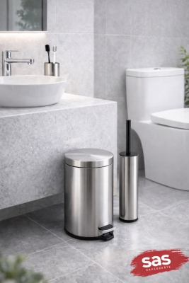 Krom 3 Lü Set 3 Lt Çöp Kovası Wc Fırçası Ve Diş Fırçalık Titan - Sas Haus